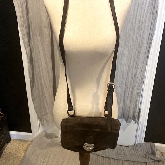 Vintage 90s Suede/Leather Brown Shoulder/ crossbody Bag from Express - Picture 1 of 5
